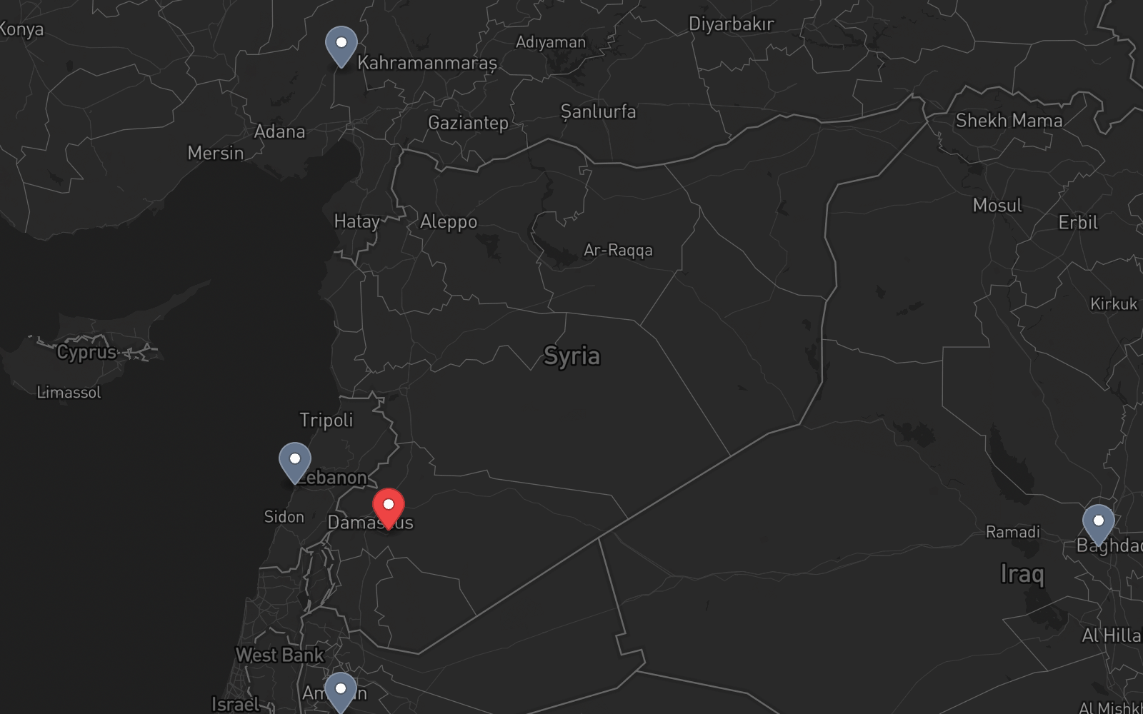 OSTT (Damascus FIR) — collapse progression, Nov 27 – Dec 8, 2024